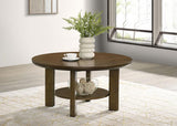 Ottowa - Round Wood Table With Shelf