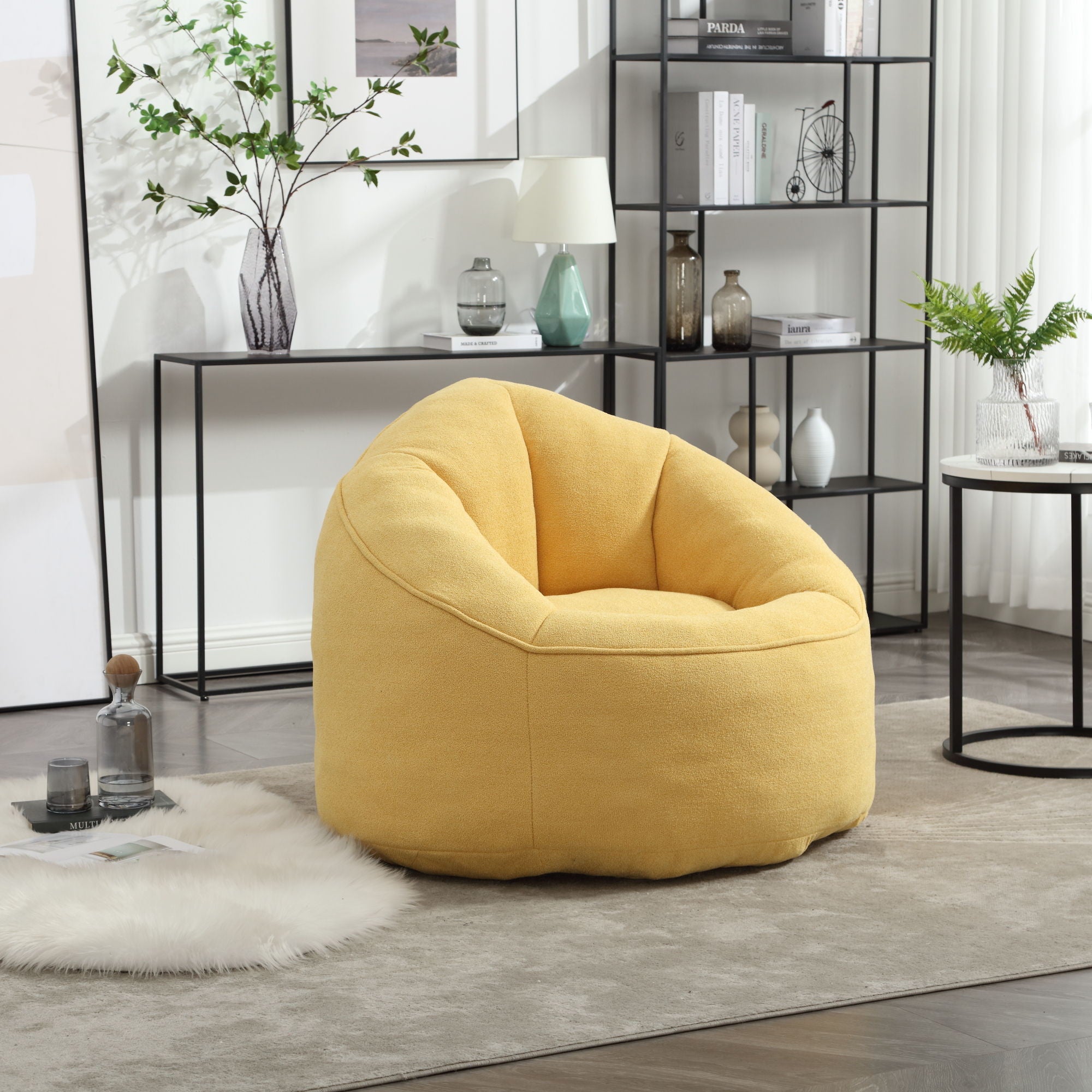 Bedding Bean Bag Sofa Chair High Pressure Foam Bean Bag Chair Adult Material With Padded Foam Padding Compressed Bean Bag With Footrest