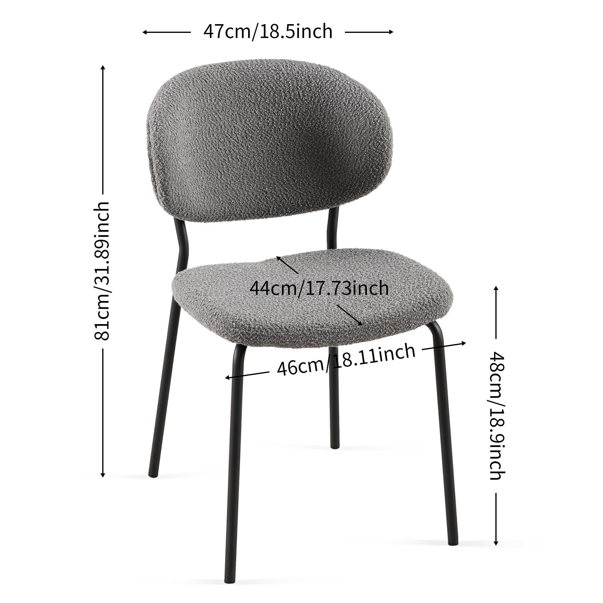 Boucle Dining Chairs, Dining Chairs With Metal Legs For Dining Room, Kitchen, Living Room