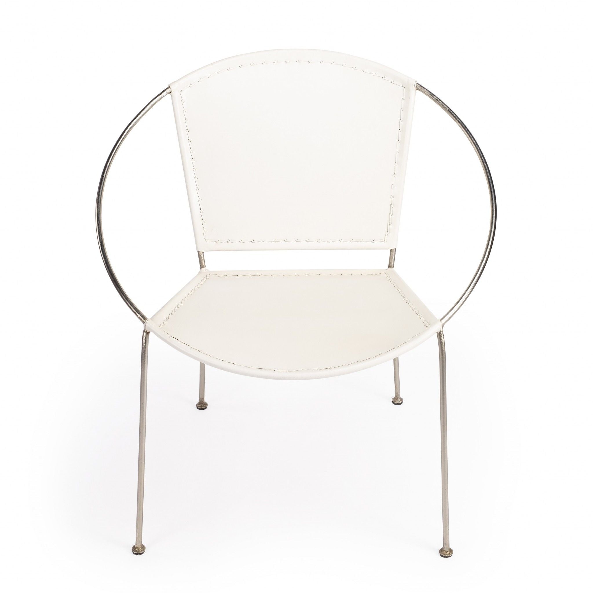 Faux Leather Side Chair - White / Gray