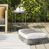 Mathis - Square Woven Outdoor / Indoor Pouf - Gray / White by Simpli-Home | Bel Furniture