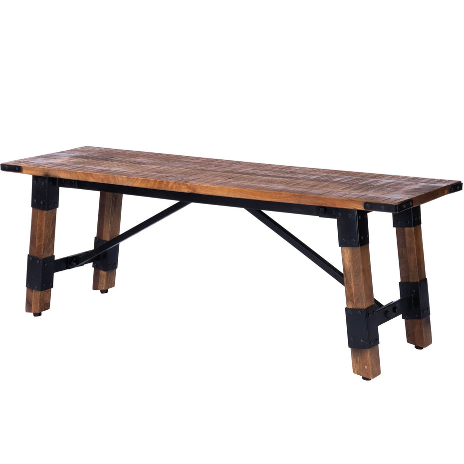 Mod Industrial Rustic Wood Bench - Brown