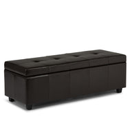 Castleford - Contemporary Storage Ottoman Dark Brown by Simpli-Home | Bel Furniture