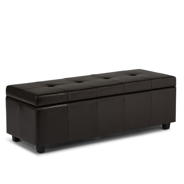Castleford - Contemporary Storage Ottoman Dark Brown by Simpli-Home | Bel Furniture