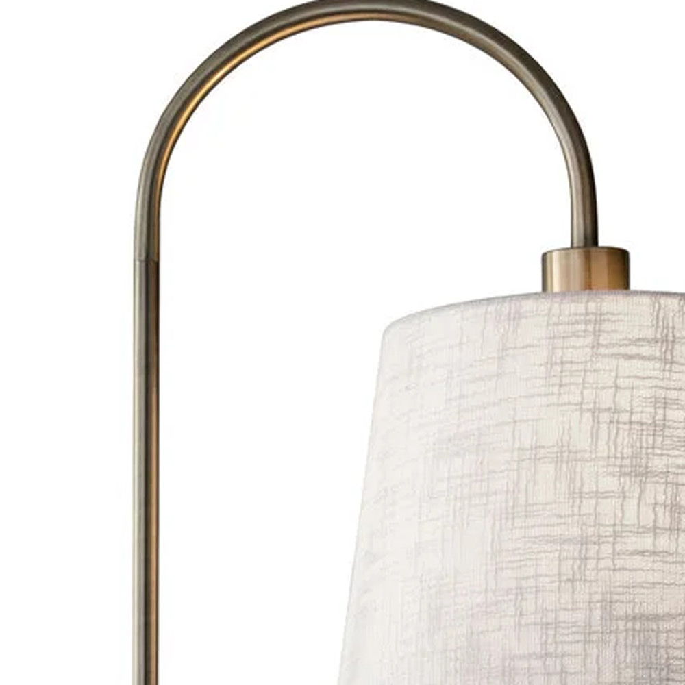 Tray Table Floor Lamp With White Solid Color Empire Shade - Brass