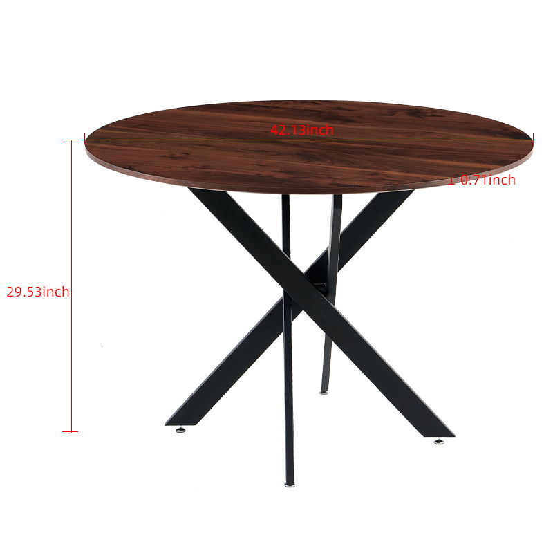 Mid-Century Dining Table For 4 - 6 People With Round MDF Table Top, Pedestal Dining Table, End Table Leisure Coffee Table, Cross Leg