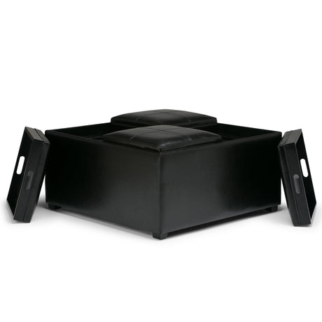 Avalon - Square Coffee Table, Storage Ottoman by Simpli-Home | Bel Furniture