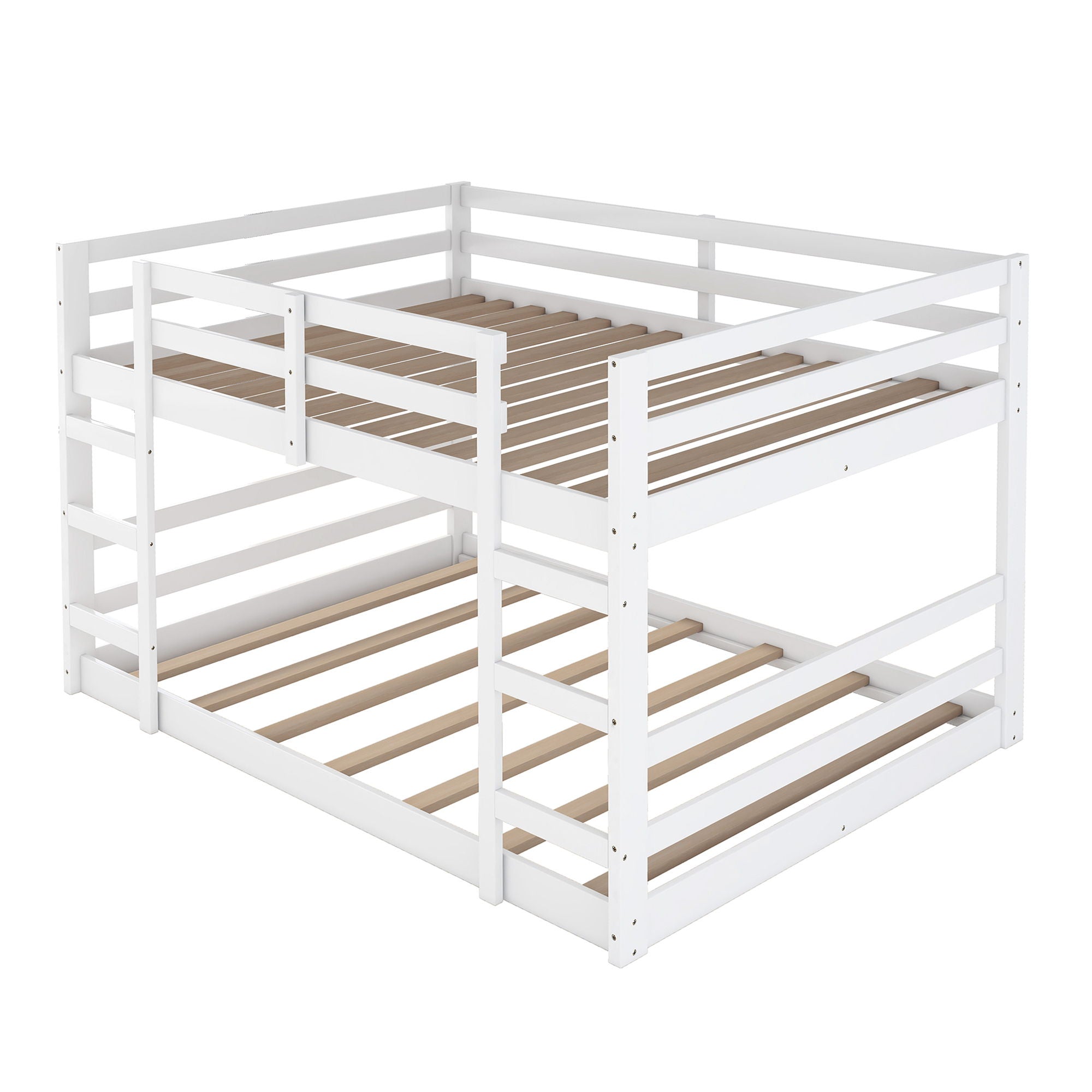 Full Over Full Bunk Bed With Ladder - White