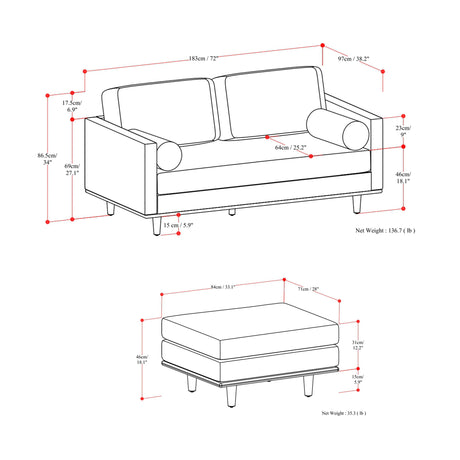Morrison - Sofa And Ottoman Set - view 76