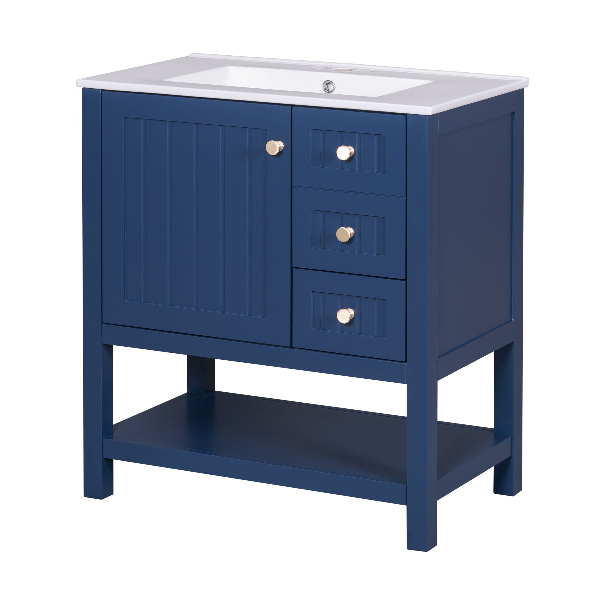 Transitional Style Bathroom Vanity Cabinet Combo With Ceramic Sink