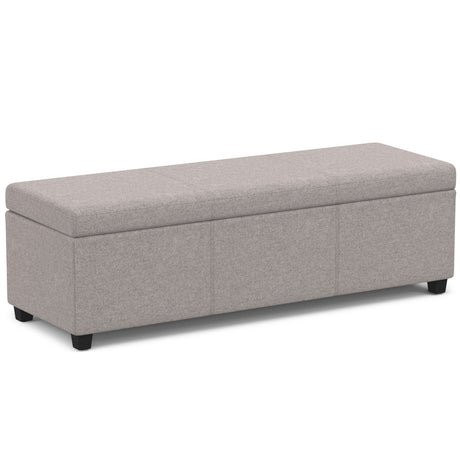 Avalon - Multifunctional Storage Ottoman Bench Pearl Silver 53.9"W x 18"D x 16.1"H Fabric by Simpli-Home | Bel Furniture