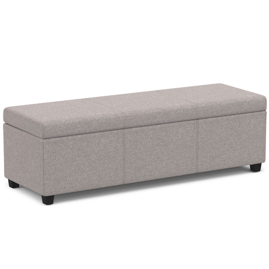 Avalon - Multifunctional Storage Ottoman Bench Pearl Silver 53.9"W x 18"D x 16.1"H Fabric by Simpli-Home | Bel Furniture