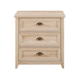 Transitional Farmhouse Framed 3 Drawer Nighstand With Cup Handles by Walker Edison | Bel Furniture