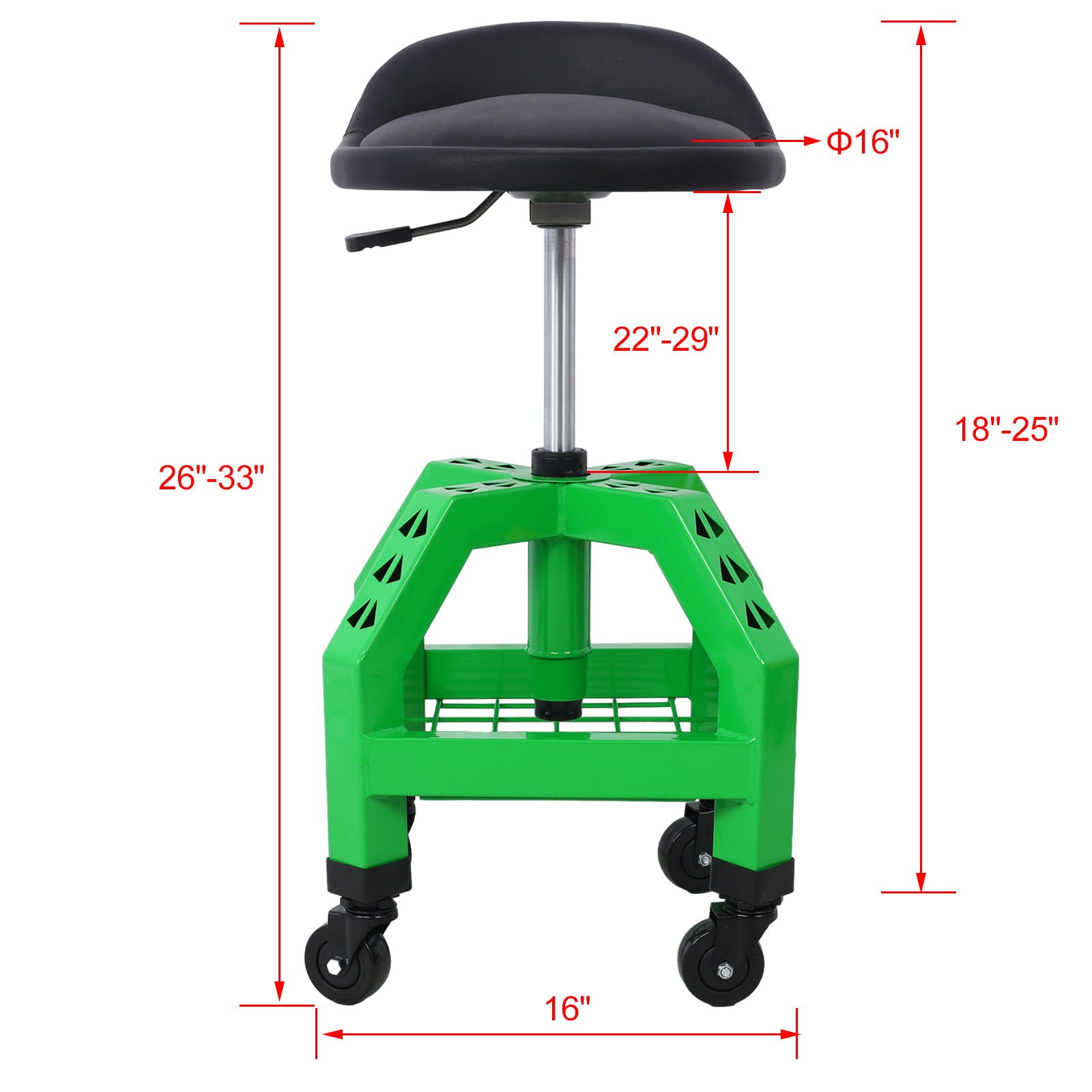 Pneumatic 360 Degree Swivel Stool, Mechanics Rolling Creeper Seat, Heavy Duty Rolling Mechanics Stool, Shop Stool With Casters