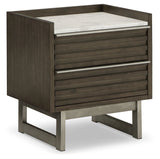 Arkenton - Grayish Brown / White - Two Drawer Night Stand by Ashley® | Bel Furniture