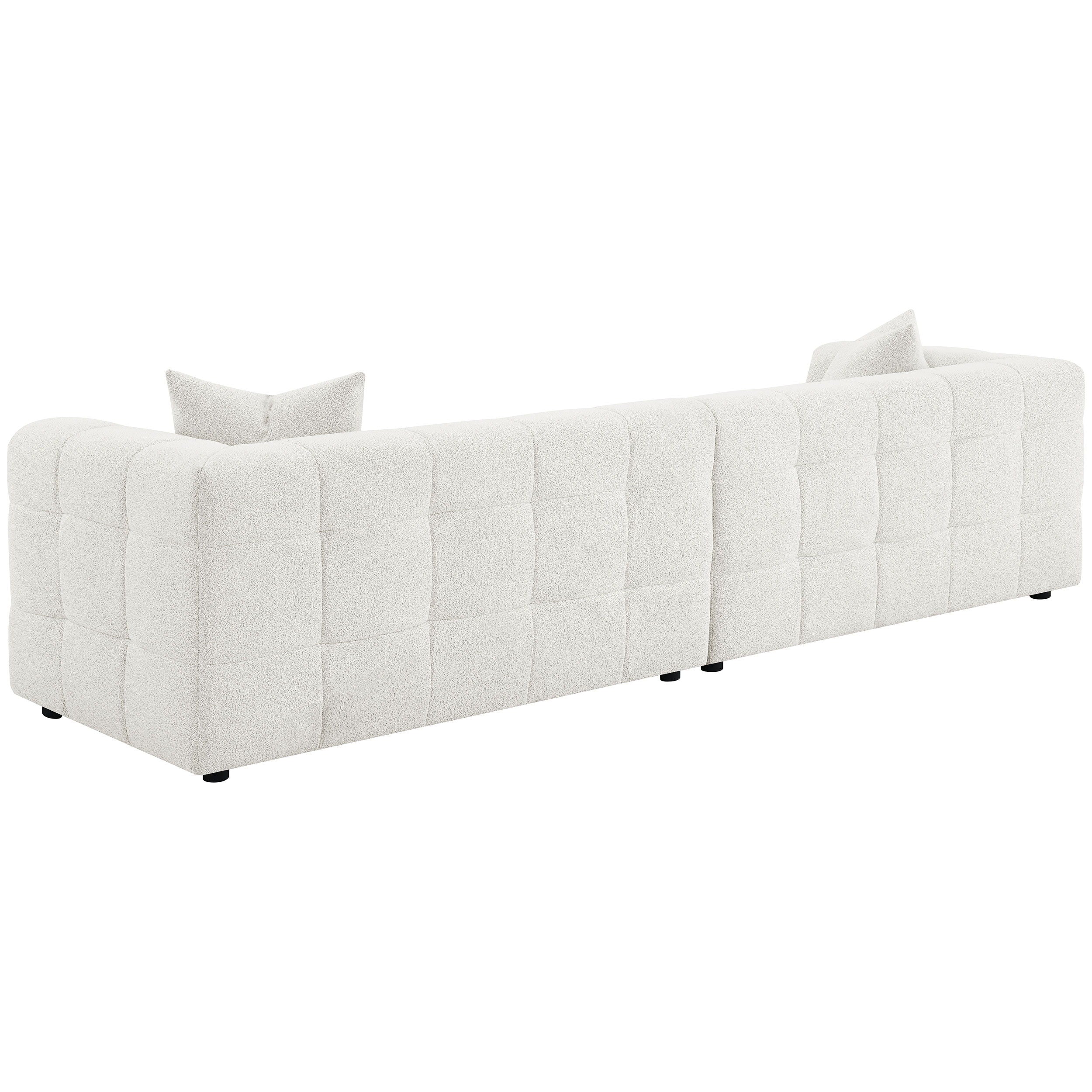 Everly - Boucle Upholstered Extra Long Sofa - White