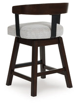Haddigan - Upholstered Swivel Barstool (Set of 2) - Dark Brown
