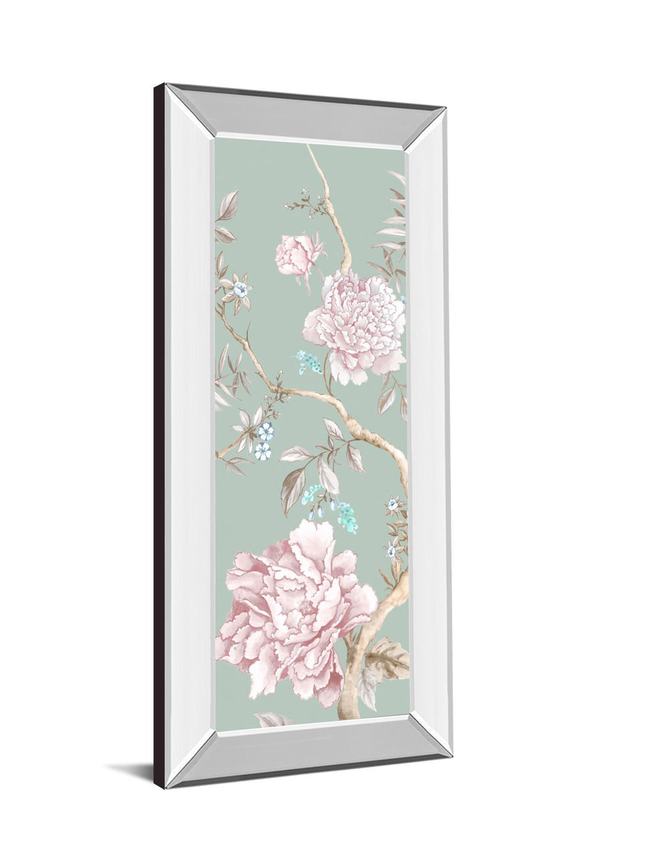 Oriental Garden I By Eva Watts - Mirrored Frame 42 x 18 Wall Art - Green