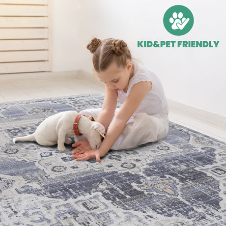 Payas - 6' X 9' Medallion Area Rug - Cream / Blue - view 7