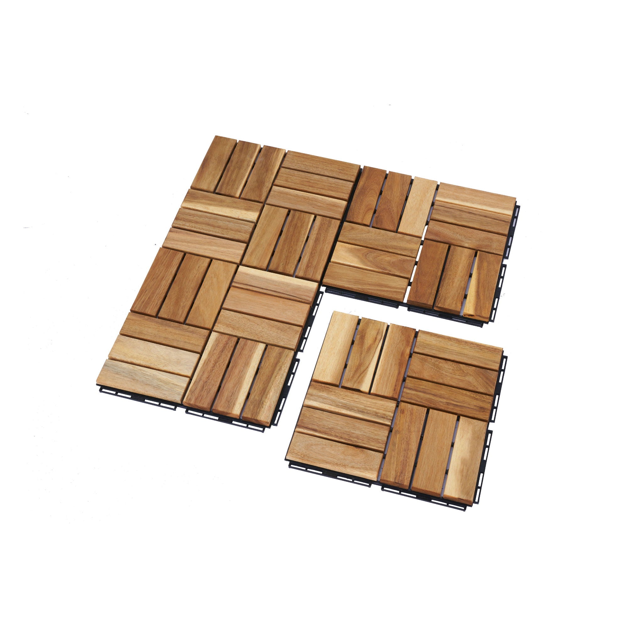 Interlocking Deck Tiles Checker Pattern, Square Acacia Hardwood Outdoor Flooring For Patio, Bancony, Pool Side