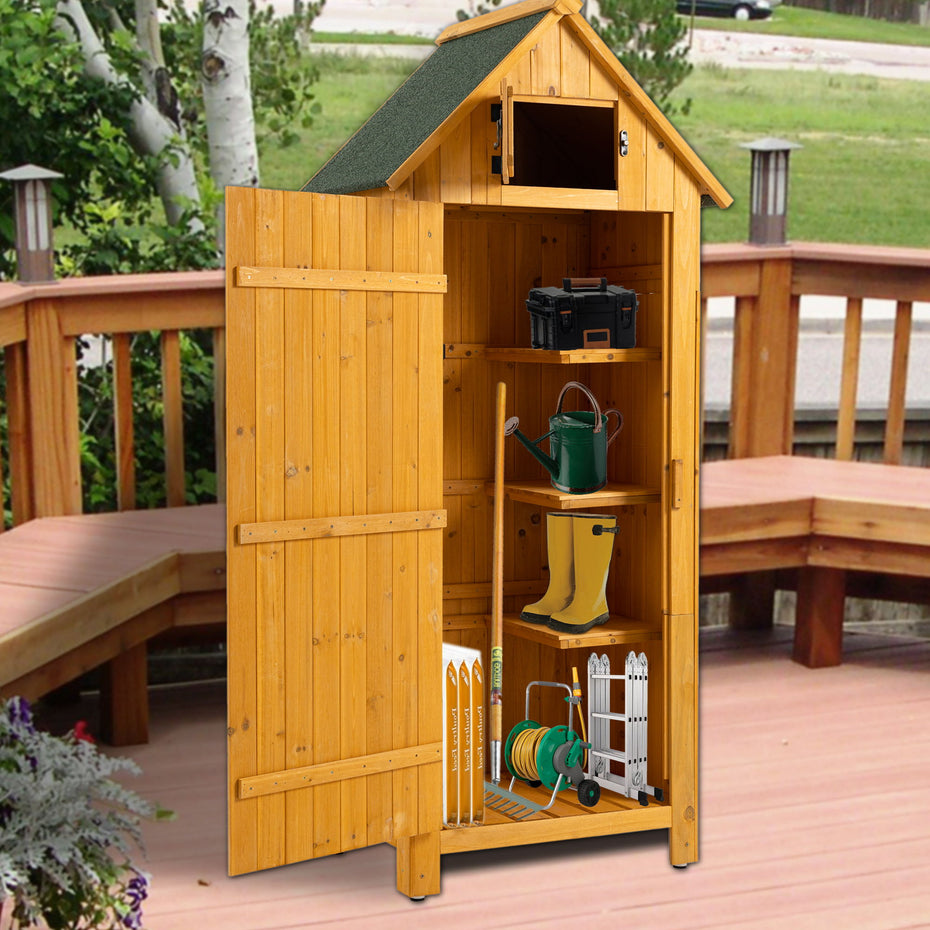 Outdoor Storage Cabinet Tool Shed Wooden Garden Shed - Natural