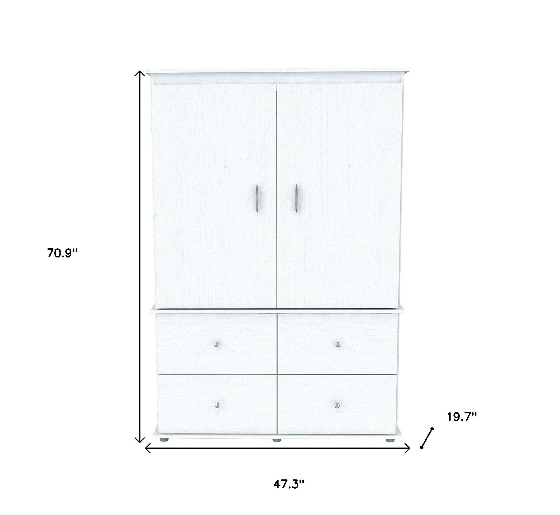 Melamine Mirrored Four Drawer Combo Dresser - White