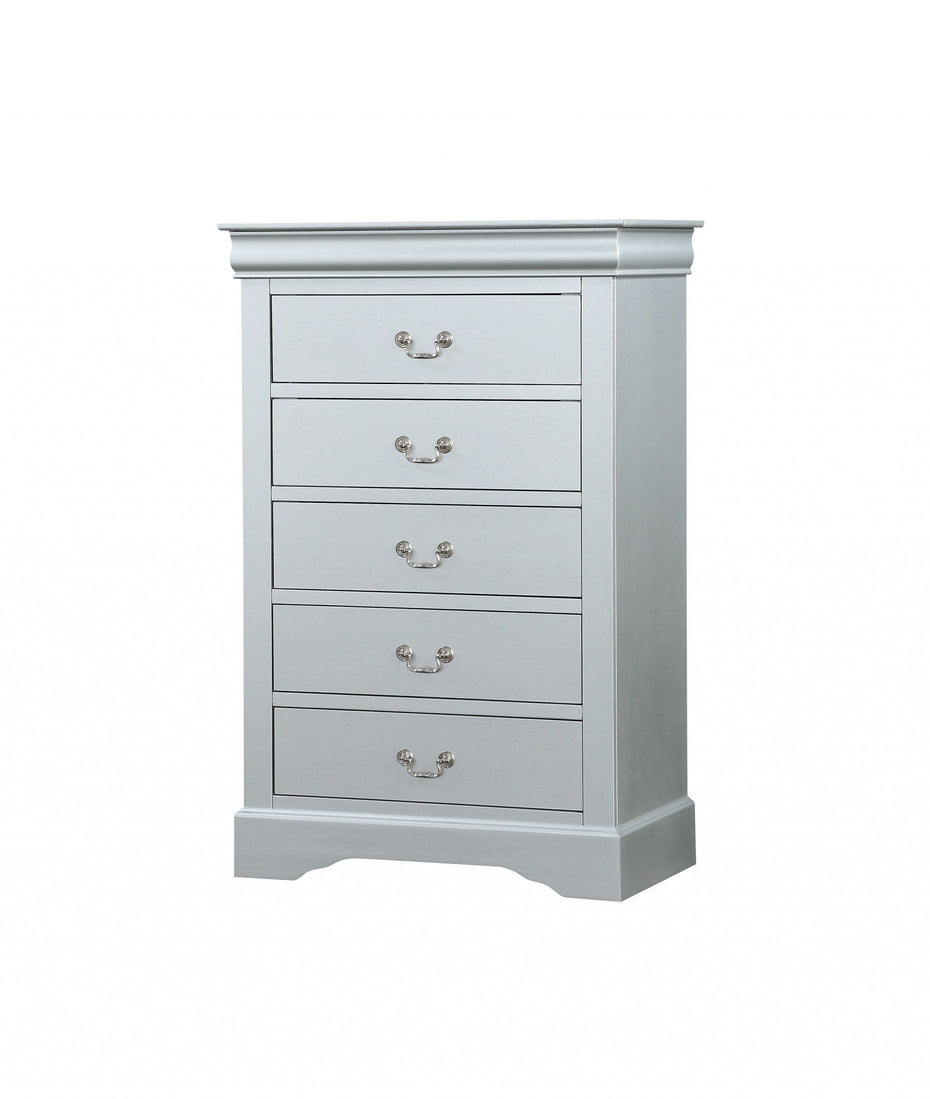 Solid Wood, Five Drawer Lingerie Chest - White