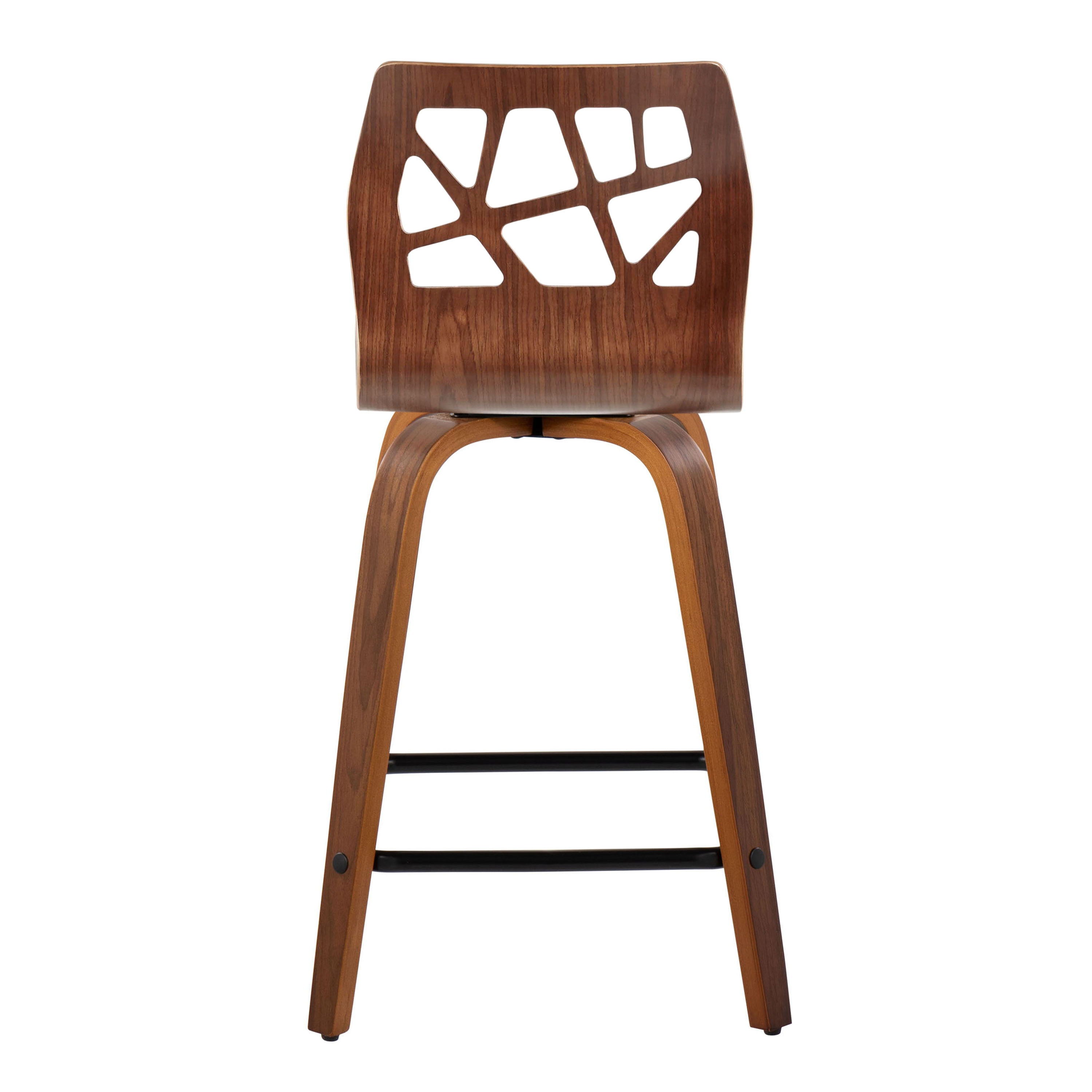 Folia - Mid Century Modern Fixed Height Counter Stool With Swivel With Square Footrest (Set of 2)