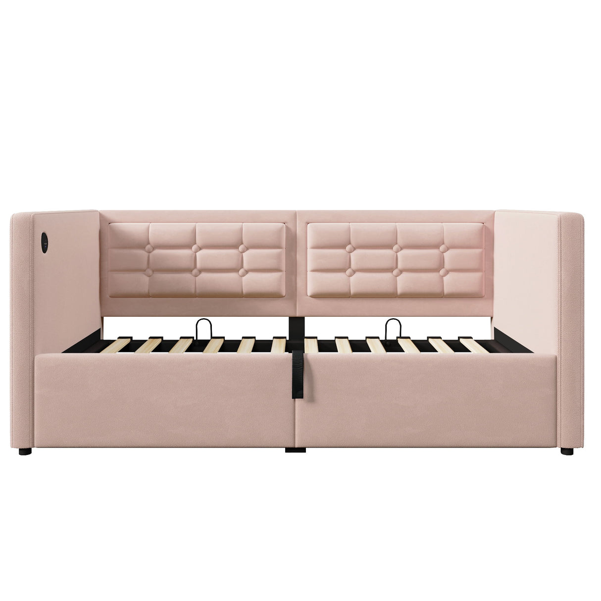 Upholstered Hydraulic Storage Daybed With USB & Type C Charging