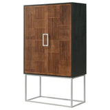 Borman - 2 Door Home Bar Cabinet Wine Storage - Walnut And Black by Coaster Fine Furniture | Bel Furniture