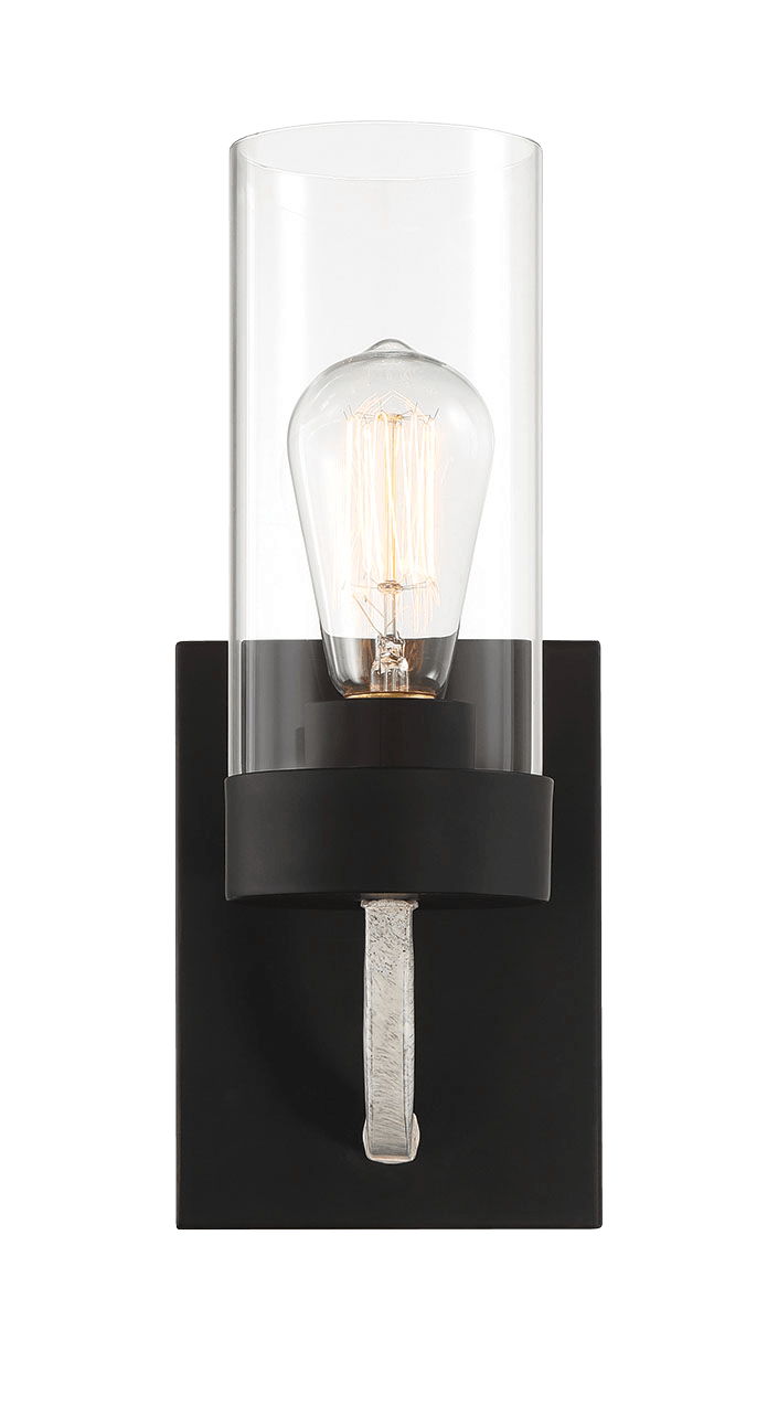 Zephyr - Single Light Sconce - Black / Clear by Ashcroft Furniture | Bel Furniture