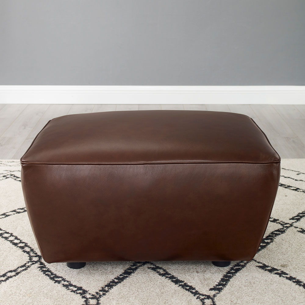 Avalon - Leather Ottoman - Raisin