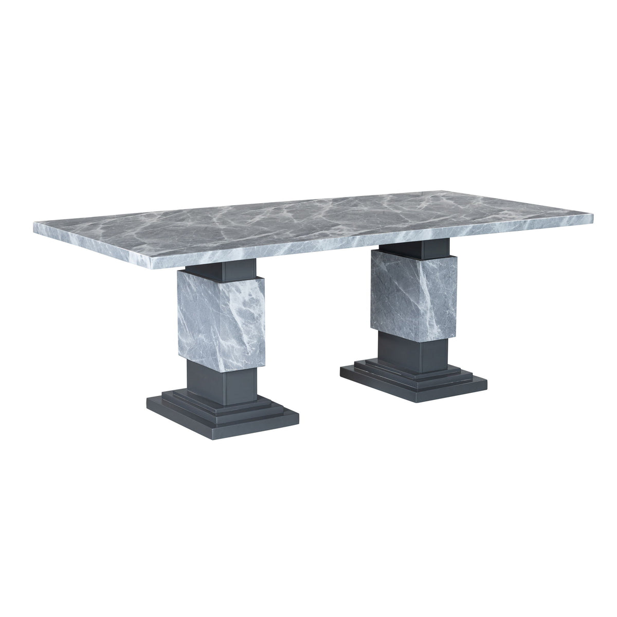 Michelle Dining Table with Double Pedestal Gray | Bel Furniture