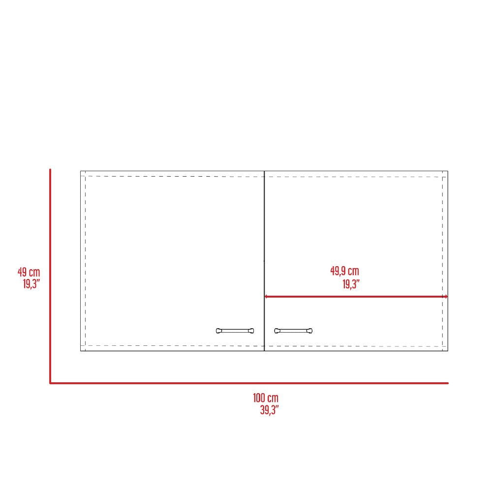 Wall Cabinet Two Doors, Two Internal Shelves - White / Light Gray