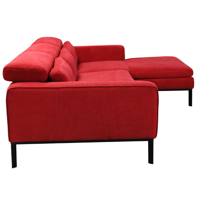 Fabric And Wood Sectional Sofa - Red