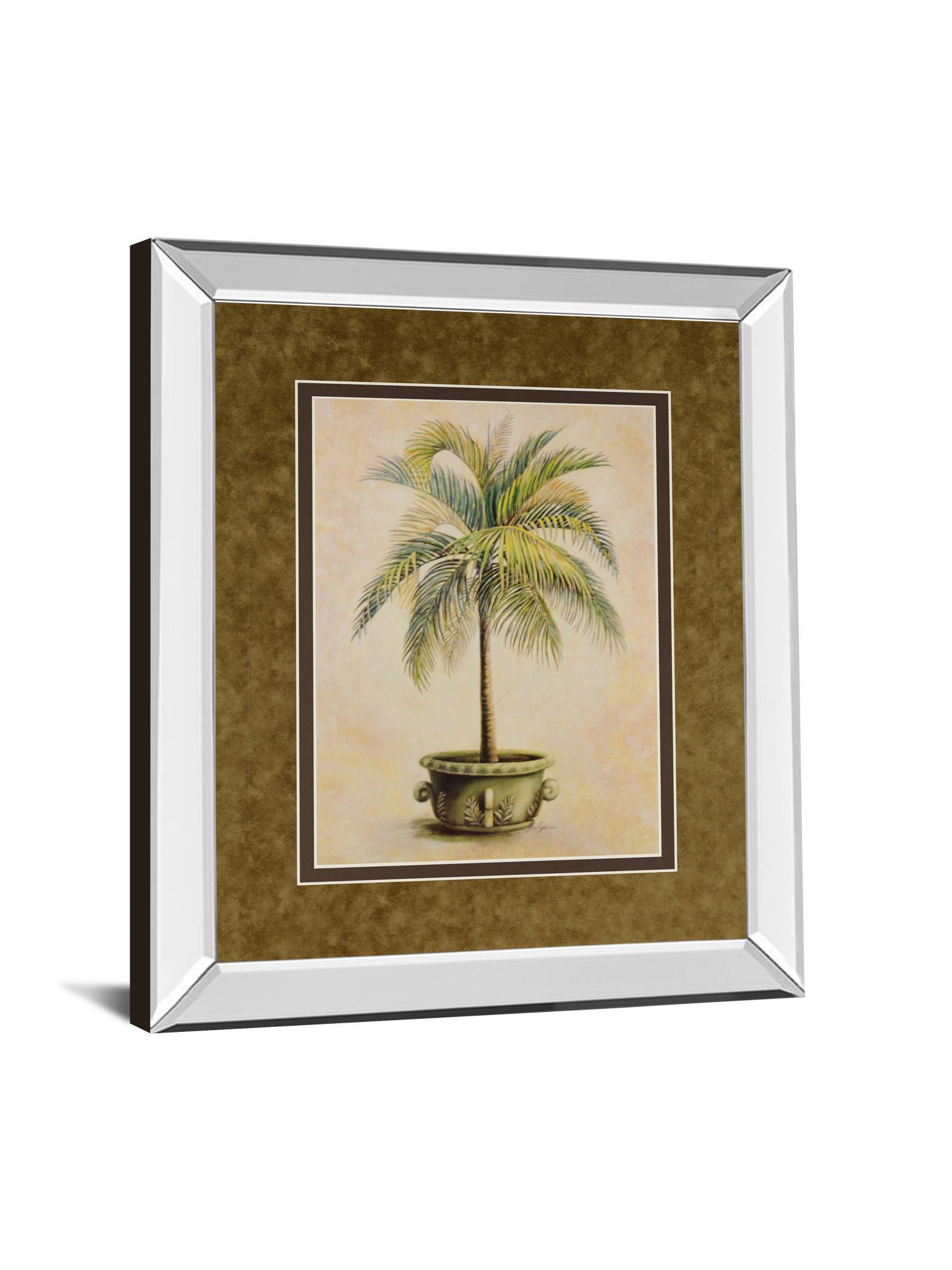 Potted Palm Il - Mirror Framed Print Wall Art - Green