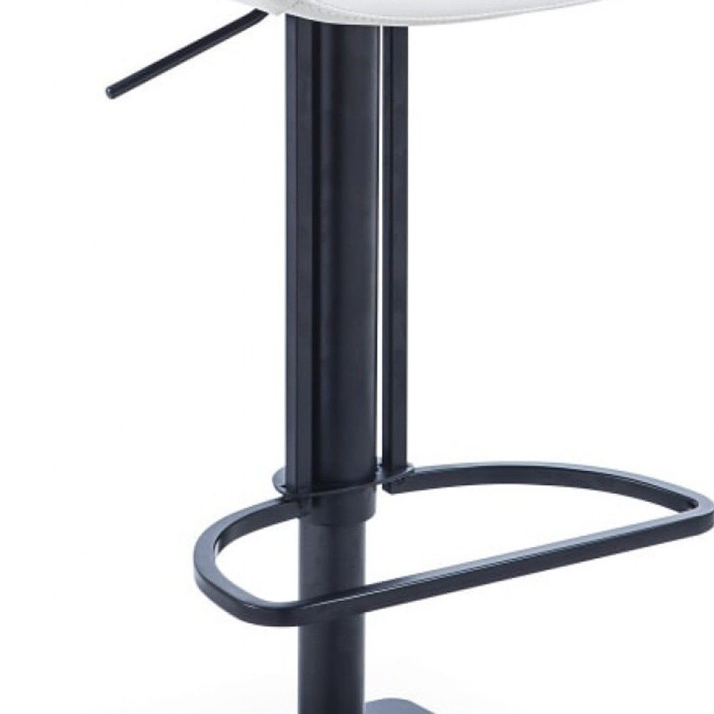 Faux Leather And Stainless Steel Swivel Bar Height Bar Chair - White / Black