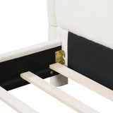Upholstered Platform Bed Frame With Curved Headboard, Wood Slats Support