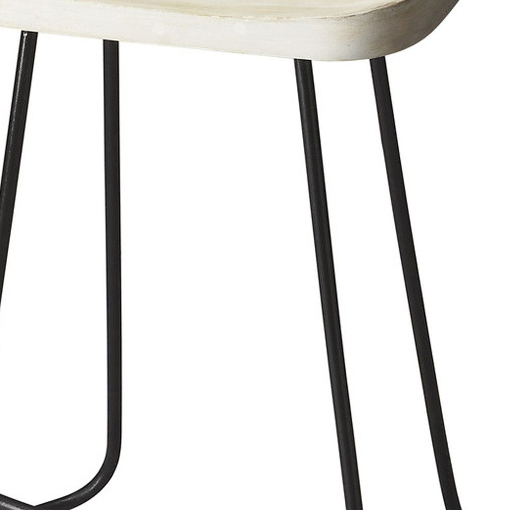 And Iron Backless Counter Height Bar Chair - Off White / Black