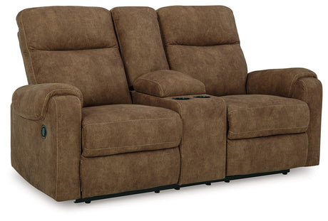 Edenwold - Brindle - Dbl Reclining Loveseat with Console by Signature Design by Ashley® | Bel Furniture