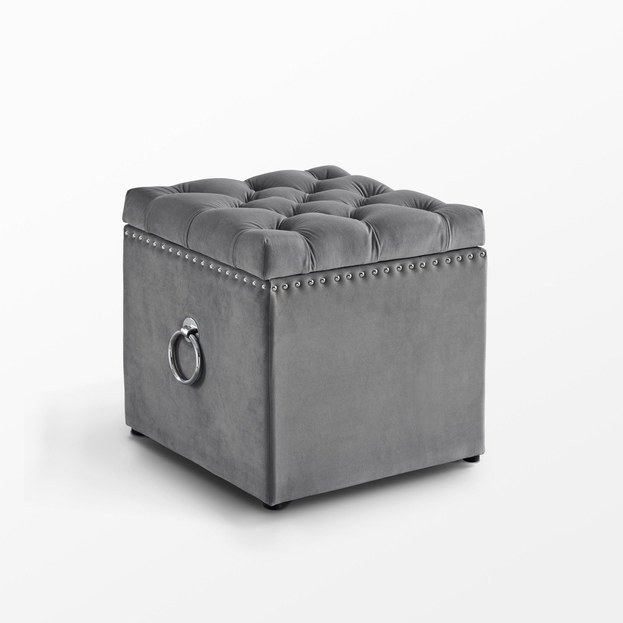 Velvet Tufted Storage - Gray / Black