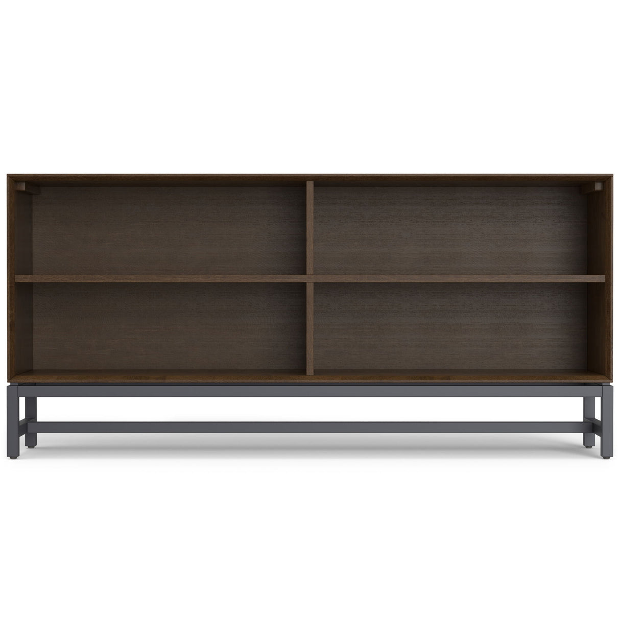 Banting - Low Wide Bookcase - Walnut Brown by Simpli-Home | Bel Furniture