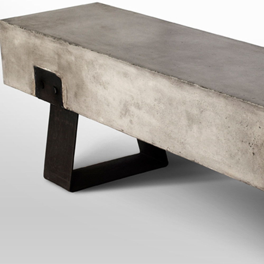 Metal And Concrete Indoor Outdoor Bench - Gray / Black