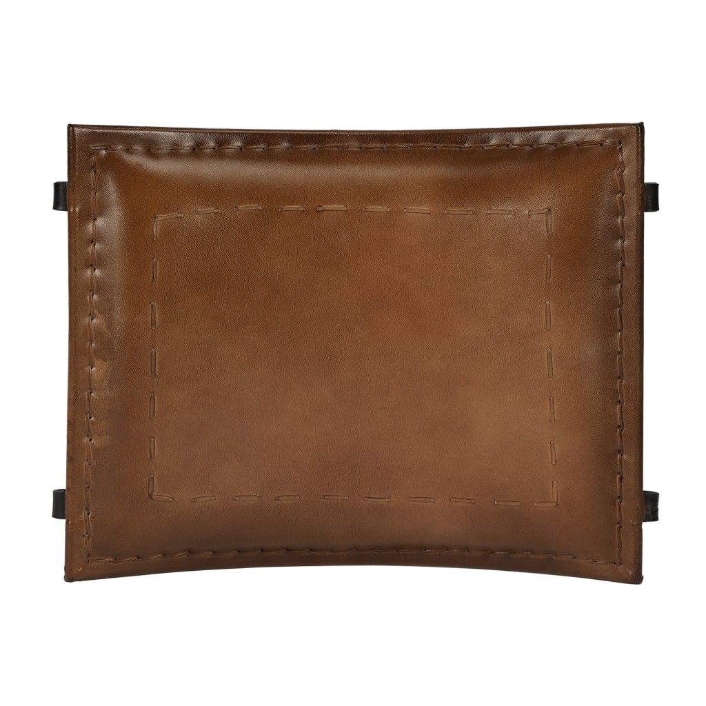 Faux Leather Ottoman - Brown / Black