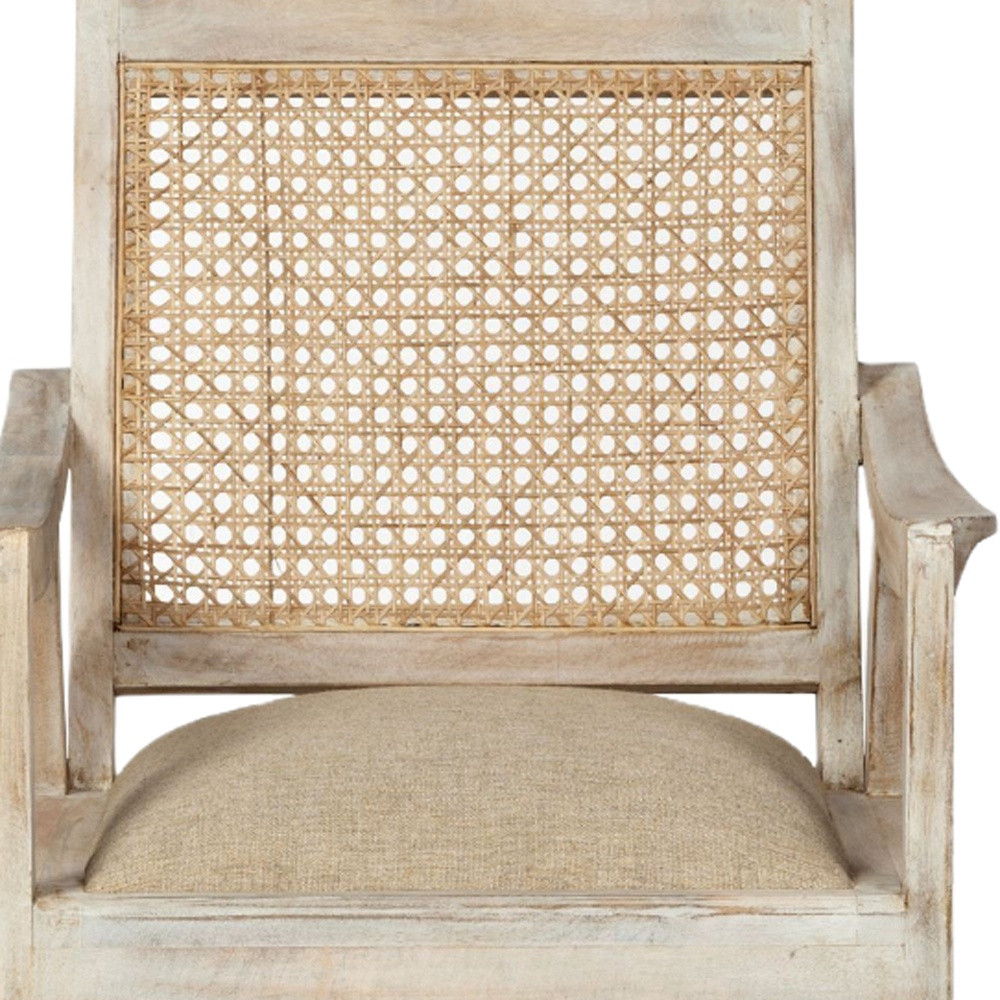 Fabric Distressed Arm Chair - Cream / Brown