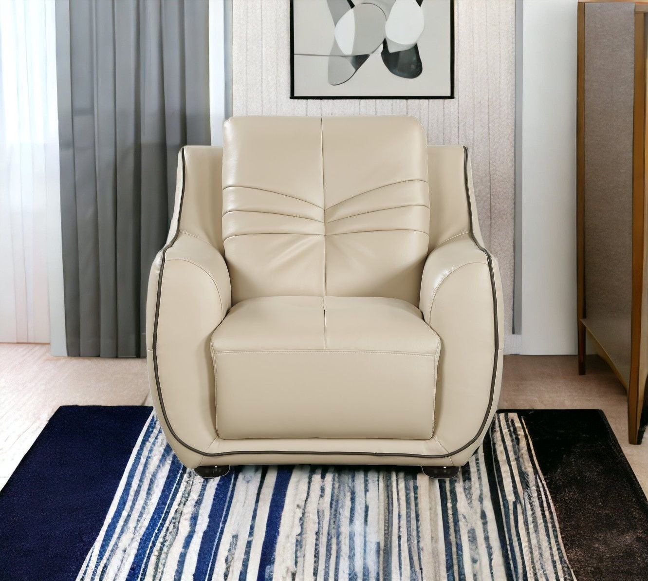 Elegant Faux Leather Chair - Beige