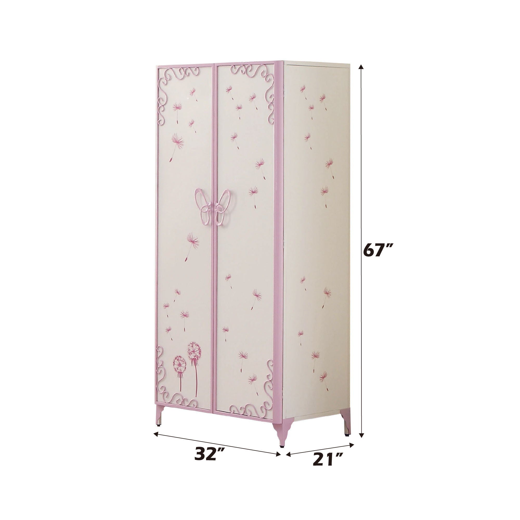 Priya II - Synthetic Leather Purple Wardrobe - Purple / White