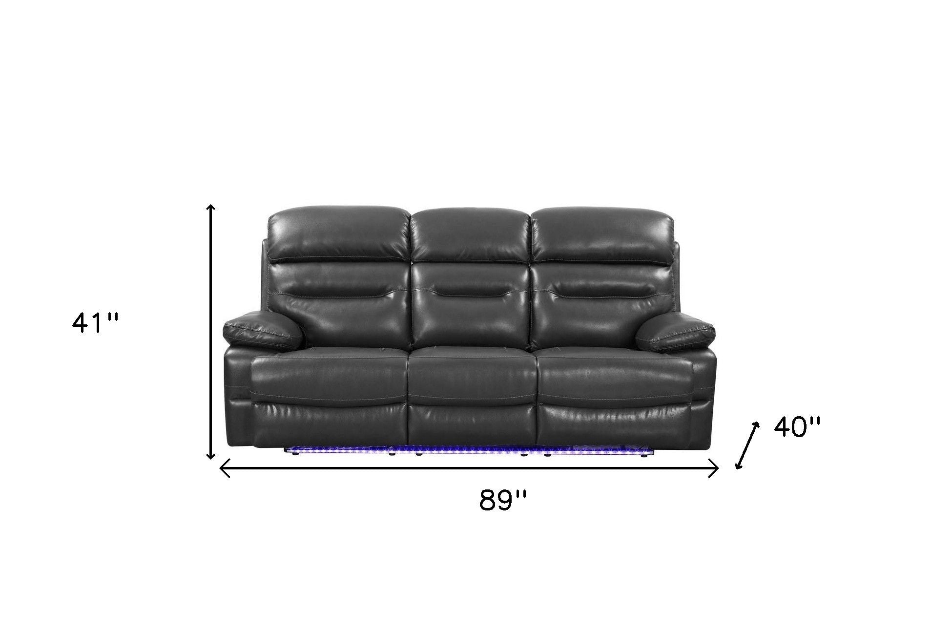 Usb Sofa Faux Leather With Black Legs - Gray