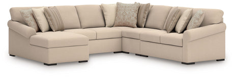 LadyMae - Sectional Beige 5 Pc. Left Arm Facing Corner Chaise Sectional by Benchcraft® | Bel Furniture