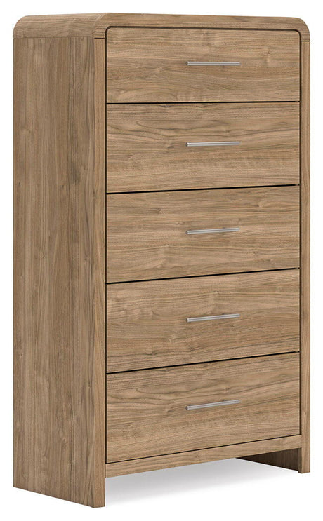 Gramburg Five Drawer Chest Warm Natural Brown